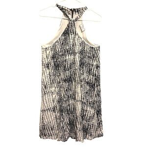 2/$30 Black Bead- Black White Halter Mini Dress Abstract Pattern Size Medium